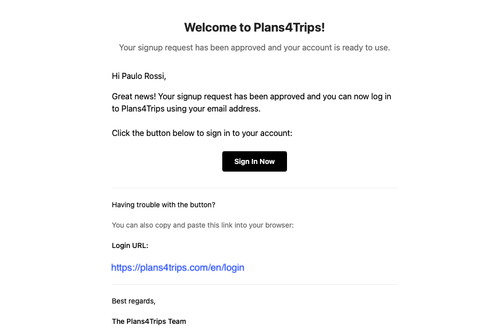 Captura de pantalla Email de Aprobación de Registro